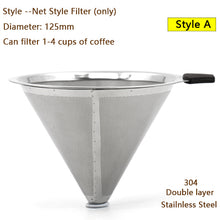 Load image into Gallery viewer, HIKUUI  Double Layer Drip Coffee Filter 18/8 Stainless Steel Reusable Cone Funnel Strainer Coffe Filter Holder Coffee Tools