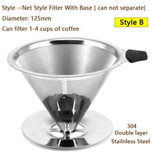 Load image into Gallery viewer, HIKUUI  Double Layer Drip Coffee Filter 18/8 Stainless Steel Reusable Cone Funnel Strainer Coffe Filter Holder Coffee Tools