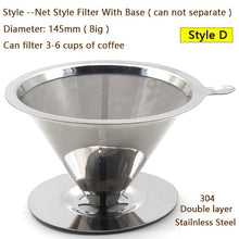 Load image into Gallery viewer, HIKUUI  Double Layer Drip Coffee Filter 18/8 Stainless Steel Reusable Cone Funnel Strainer Coffe Filter Holder Coffee Tools