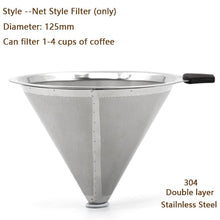 Load image into Gallery viewer, Double Layer Coffee Filter 304 Stainless Steel Drip Coffee Holder Funnel Baskets Reusable Coffe Filters and Stand Coffee Filter