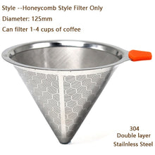 Load image into Gallery viewer, Double Layer Coffee Filter 304 Stainless Steel Drip Coffee Holder Funnel Baskets Reusable Coffe Filters and Stand Coffee Filter