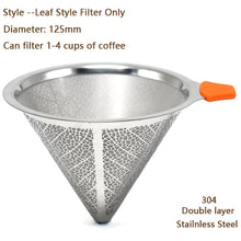 Load image into Gallery viewer, Double Layer Coffee Filter 304 Stainless Steel Drip Coffee Holder Funnel Baskets Reusable Coffe Filters and Stand Coffee Filter