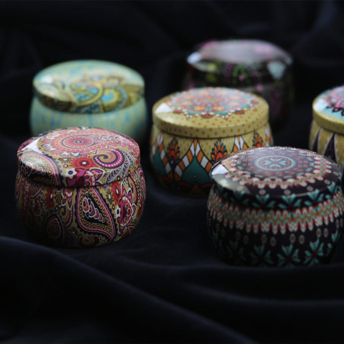 Vintage Drum-shaped Cans Iron Tea Box Candy Cookie Flower Rose Tea Candle Jar Storage Case Container Gift